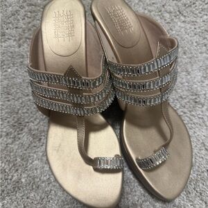 Elegant Gold Sandals with Rhinestone Straps